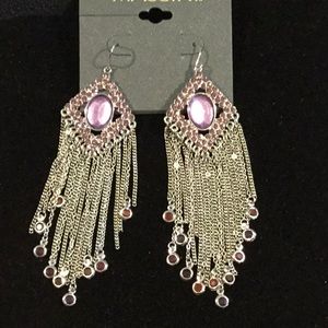 Massini , Silvertone Dangle Earrings